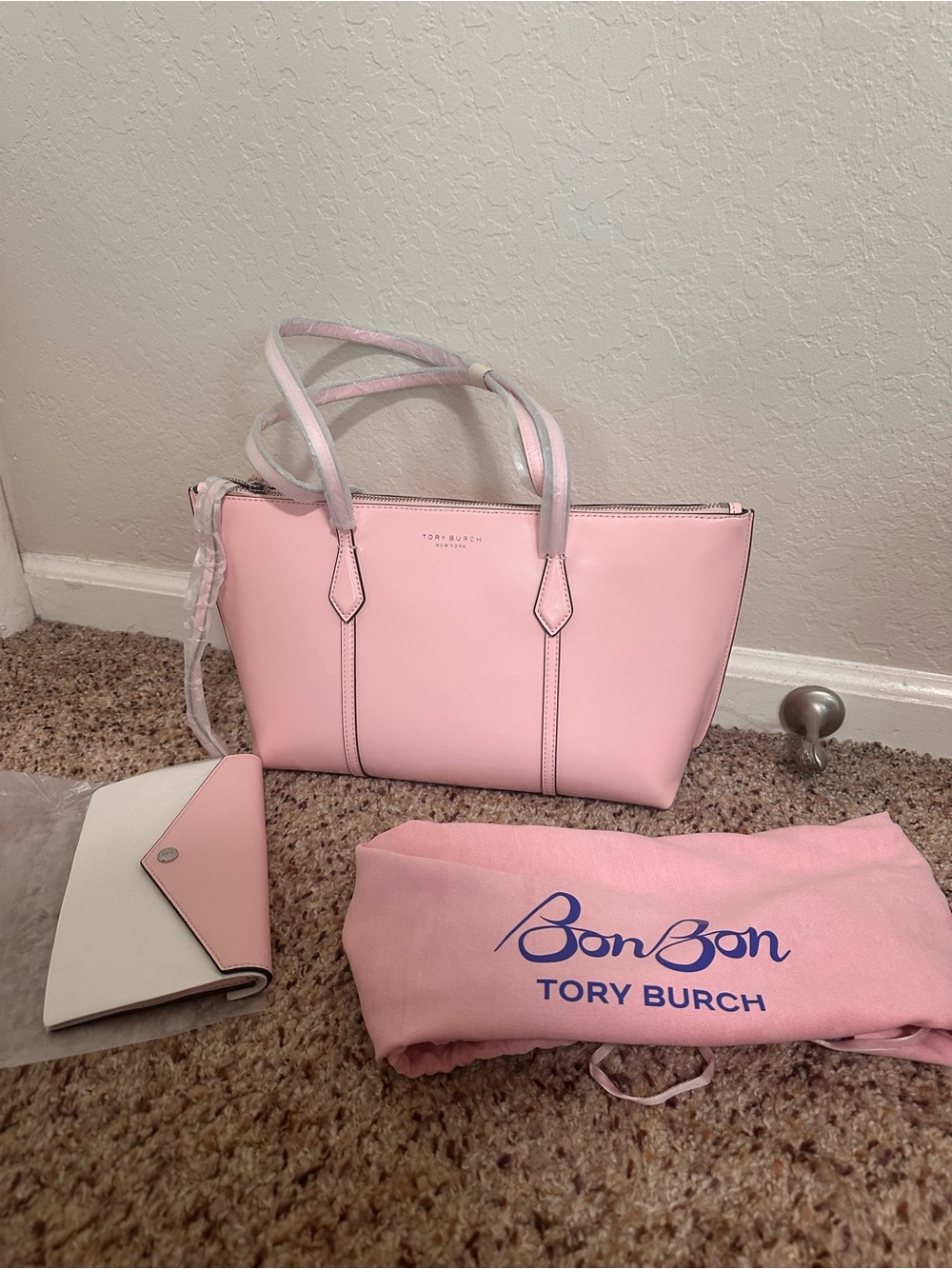Tory Burch Pink Leather Double-Handle Tote